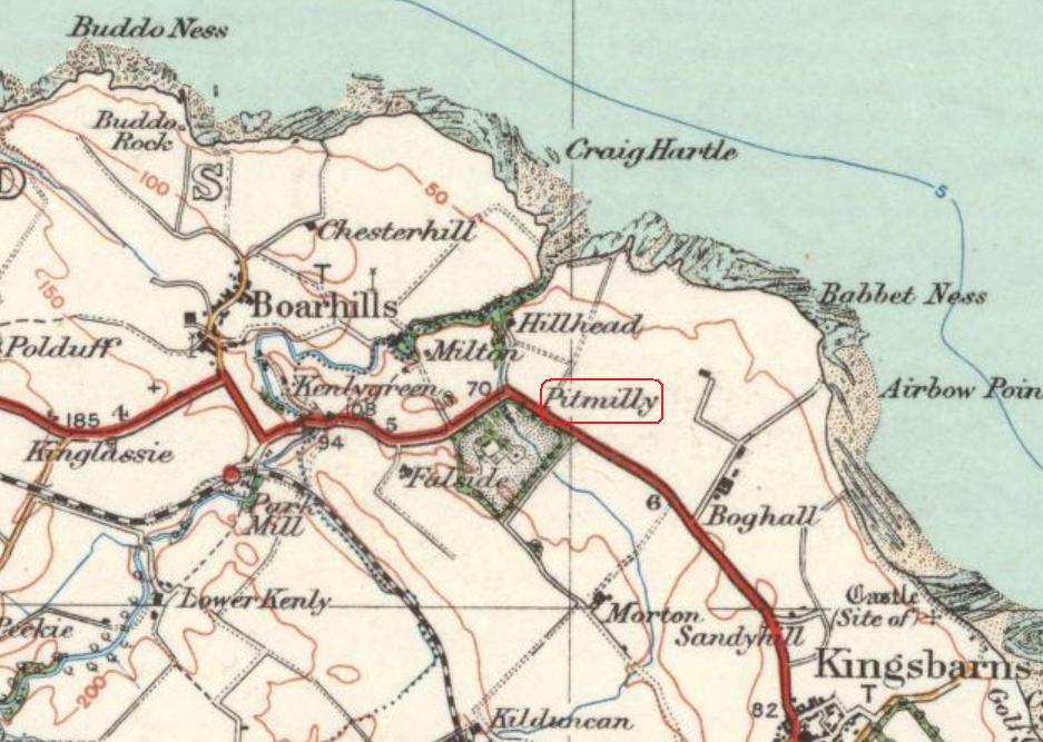 Map of Boarhills and Pitmilly