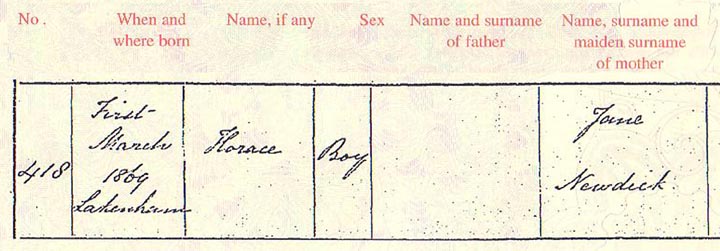 Birth Registration Left Side