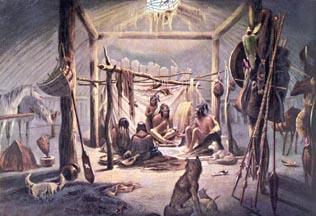 Inside a Mandan Lodge